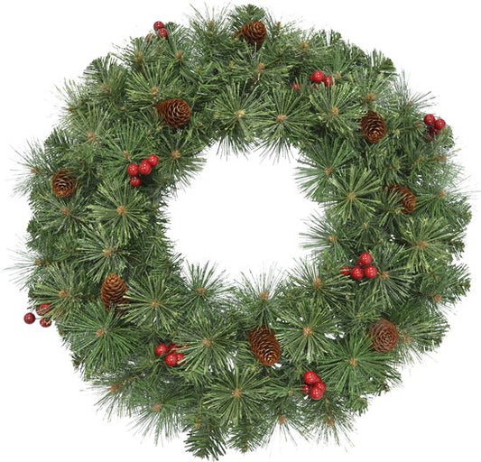 Boîte noire Arbres Warth Couronne de Noël avec décoration - Ø60 cm - Vert