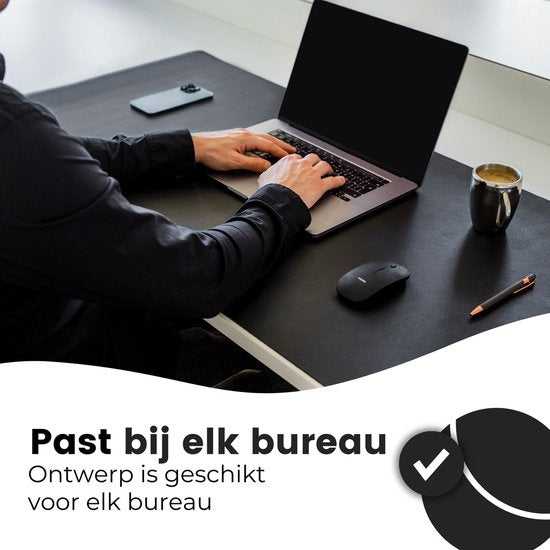 WURK Tapis de bureau professionnel en cuir synthétique - Organisateur de bureau - Accessoires de bureau - Tapis de souris XXL - Avec clip de câble - 120x60 - Noir