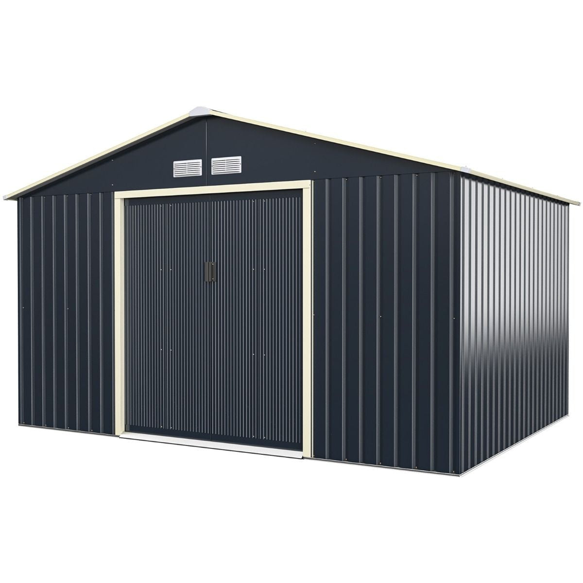 Coast Storage Shed - Avec porte coulissante et fentes d'aération - 340 x 255 x 210 cm - Métal