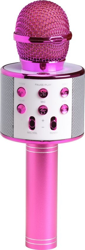 Denver Karaoke Microphone Bluetooth - Sans fil - Ensemble Karaoké - Haut-parleur intégré - AUX - MicroSD - KMS20 - Rose