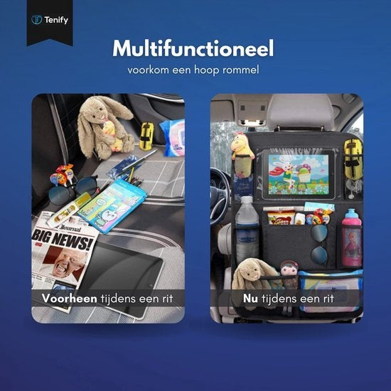 Tenify Premium Luxury & Sturdy Car Organiser with Tablet Holder - Set of 2 - Extra Storage - Protector - Car Seat - Accessories