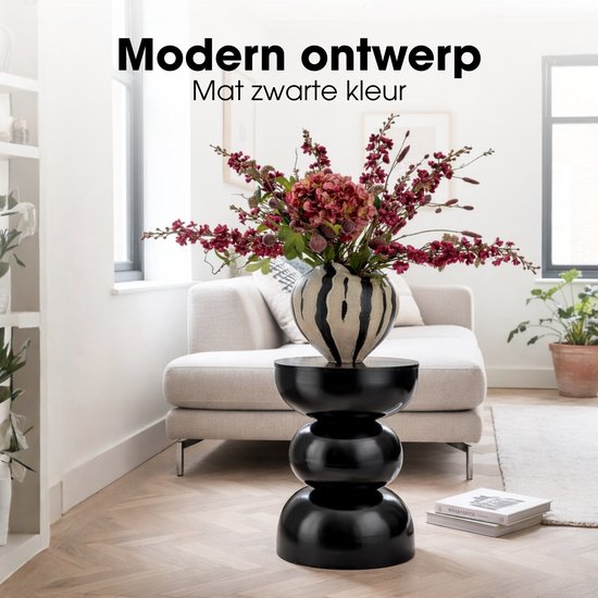 Mica Decorations Luna Table d'appoint - Table d'appoint ronde H46 x Ø32 cm - Petite table en fer pour chambre ou salon - Table de chevet ou table pour plantes - Noir