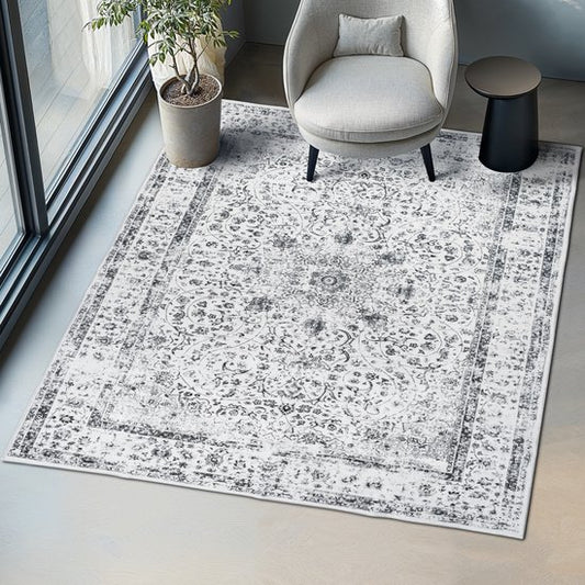 tectake - Tapis design vintage - tapis à poils ras - Aliya - 200cm x 274cm - gris