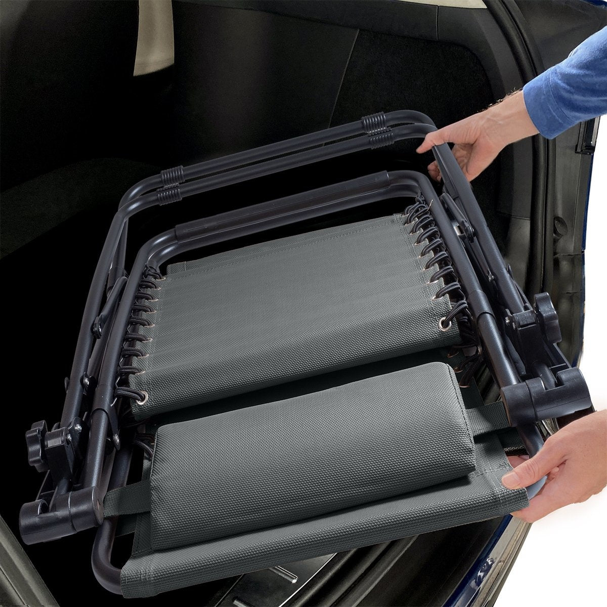 Chaises longues de jardin pliables - LifeGoods - 2 pièces - 30°-90° réglable - métal - noir