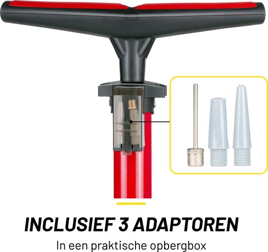 Pompe à vélo Dunlop avec manomètre - Pompe à vélo pour valve Dunlop, Schrader et française - Pompe sur pied avec adaptateurs pour jouets aquatiques et balles