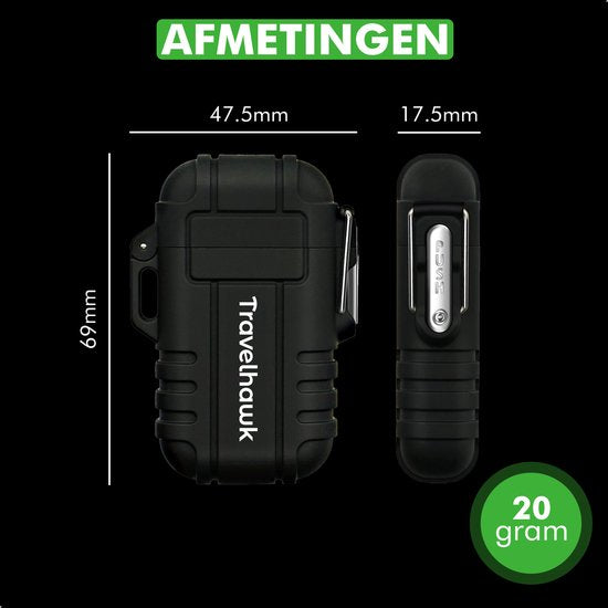 Travelhawk Briquet électrique rechargeable - Briquet à plasma durable - Briquets - Briquet électrique - Noir