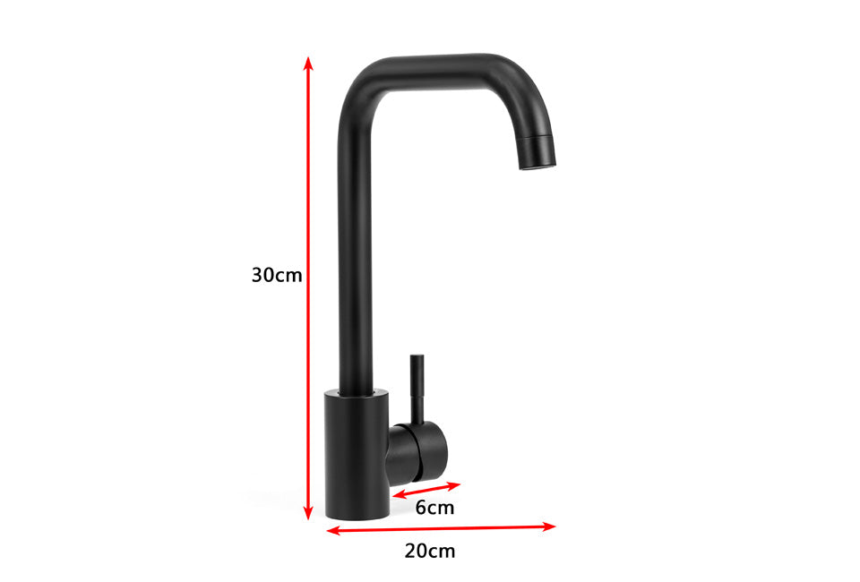 Home&Comfort Robinet de cuisine - Mitigeur monocommande avec disque céramique - 20 x 5 x 32 cm - Noir