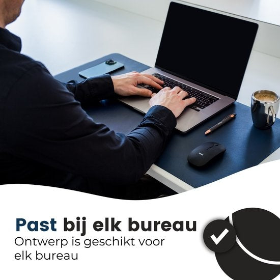 WURK Tapis de bureau professionnel en cuir synthétique - Organisateur de bureau - Accessoires de bureau - Tapis de souris XXL- Inclut un clip de câble - 80x40 - Bleu
