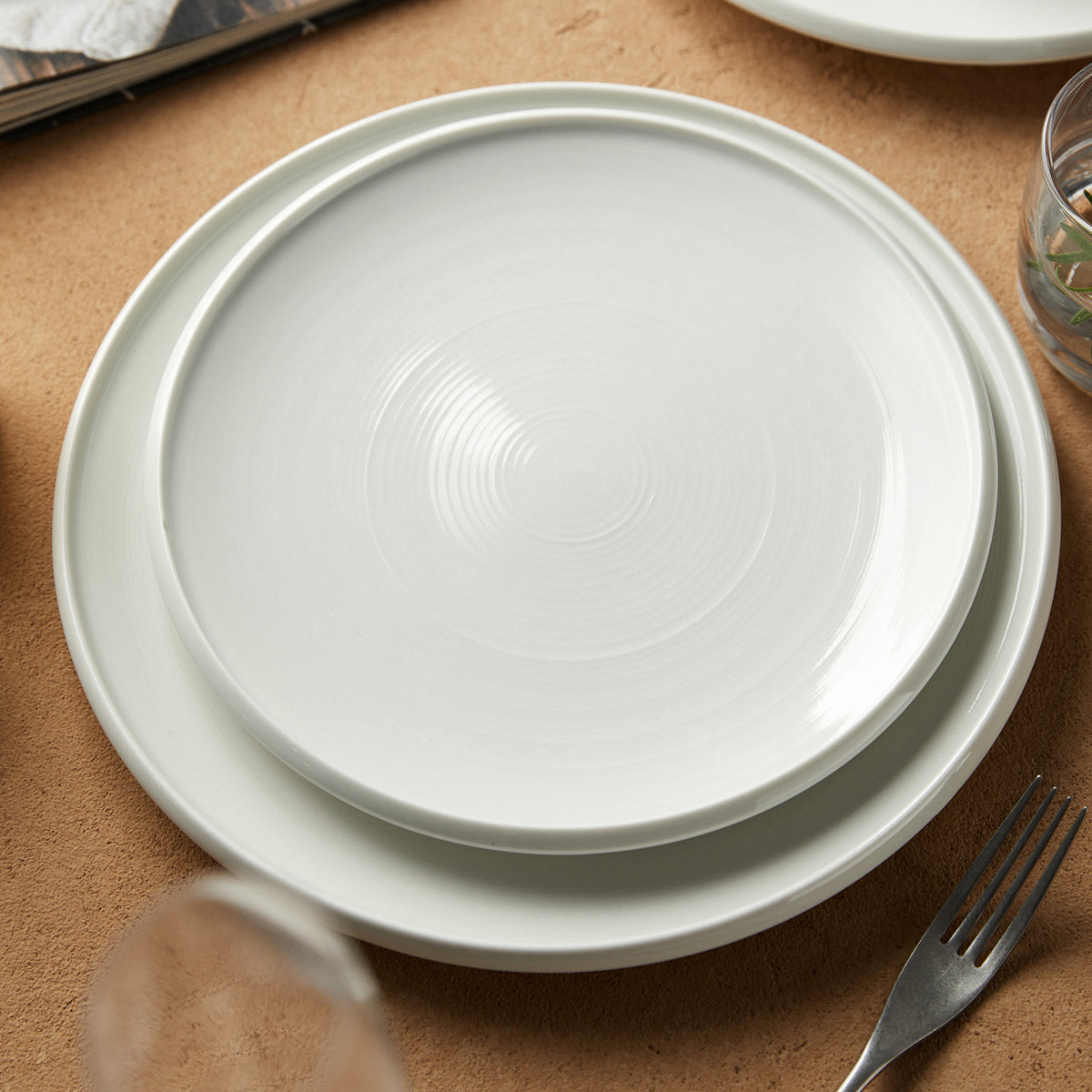 Lot de 6 assiettes plates Jiwoo ZEN - 25 cm (10 pouces) - Blanc