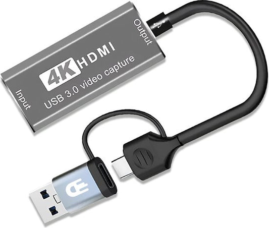 Drivv. Carte de capture vidéo - Carte de capture de jeu - 4K 30Hz - USB 3.0 et USB-C - Convient à PlayStation, Xbox, Nintendo, Windows, MAC