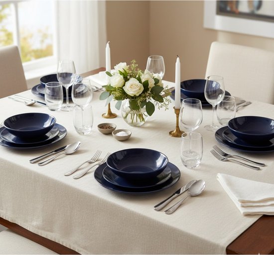 Secret de gourmet - Service de table Colorama uni - 18 pièces - bleu - service de table - vaisselle - 6 personnes