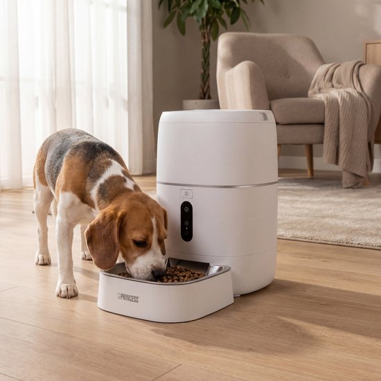 Mangeoire automatique Princess - Smart 6 litres – Chat et chien - Commande via application - Repas programmables - Bol en acier inoxydable - Sans BPA - Antidérapant - Batterie de secours - Distributeur automatique de nourriture - 610060