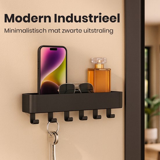 Porte-clés Duna - Porte-clés - Autocollant - Porte-clés moderne avec tapis en silicone - Acier inoxydable - Noir