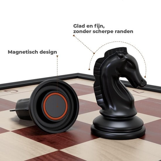 Échiquier magnétique avec pièces d'Échecs - Woodley - Jeu d'échecs Pliable - Ensemble d'Échecs - Jeu d'Échecs pour Enfants - Débutants en Échecs - Échiquier en Bois - Pliable
