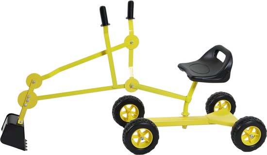 AXI Dean, pelleteuse à roulettes pour bac à sable, jaune/noir - Siège pivotant à 360°