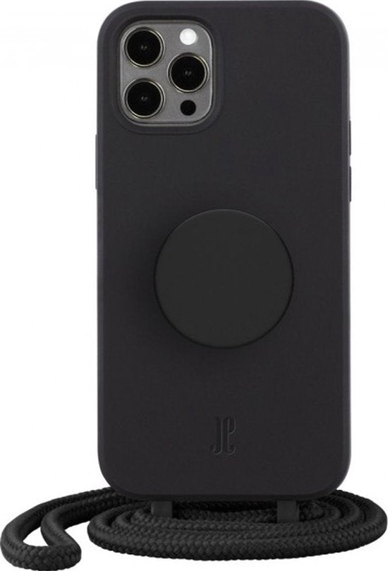 Apple iPhone 13 Pro Case - Just Elegance - PopGrip Series - Coque arrière en TPU - Noir - Coque adaptée à l'Apple iPhone 13 Pro