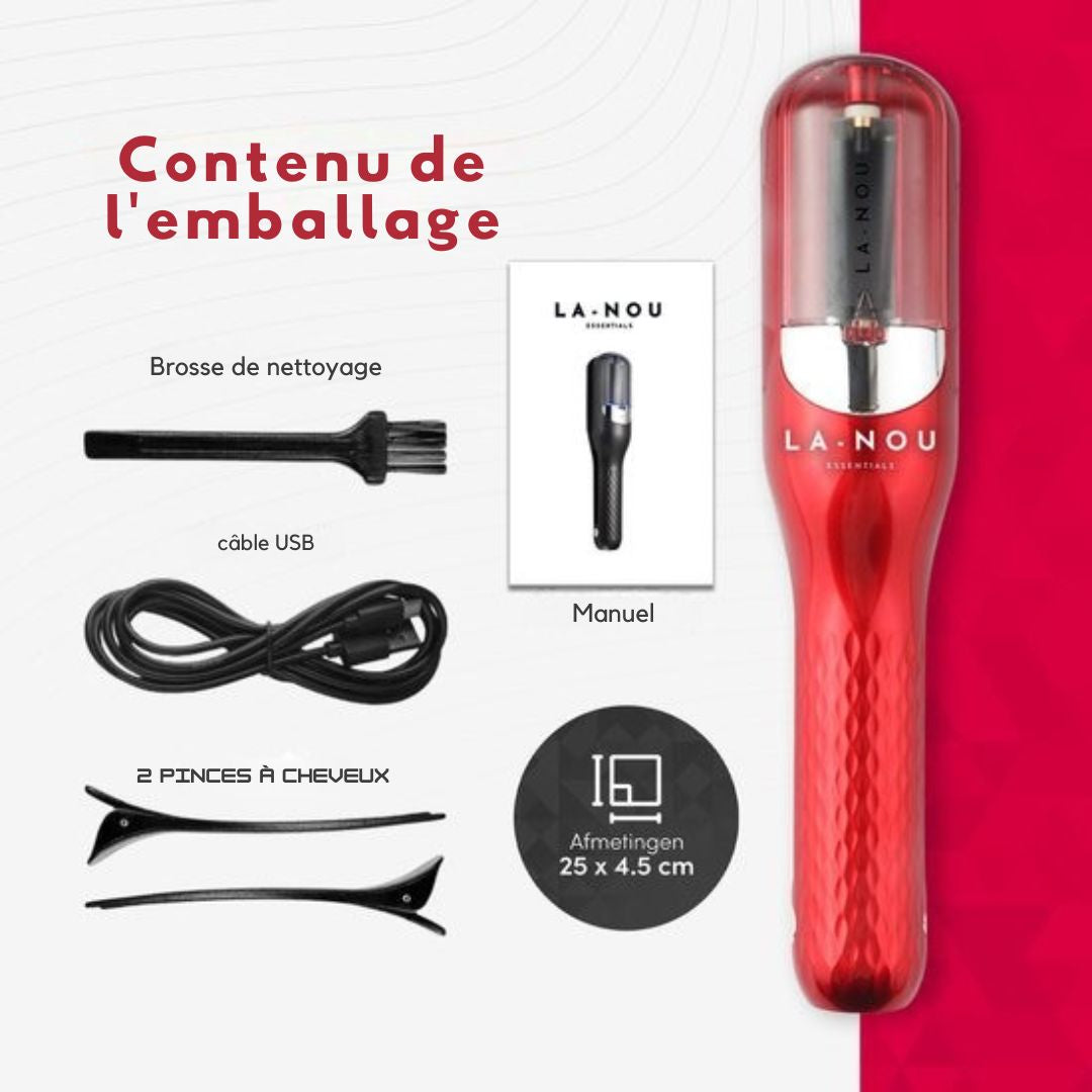 Tondeuse pour pointes fourchues - La Nou® - Incl. accessoires - Rouge