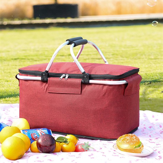 Panier rafraîchissant Ceruzo Rouge - Panier pique-nique-Aluminium-Toile Oxford-Pliable