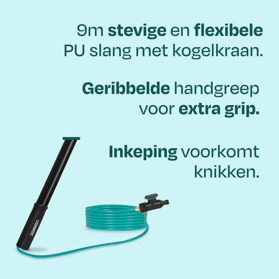 Brosse de lavage télescopique hybride VONROC – Aluminium/carbone 3K – 6,5 m – Avec tête de brosse à 5 pans, tuyau d'arrosage de 9 m et distributeur de savon