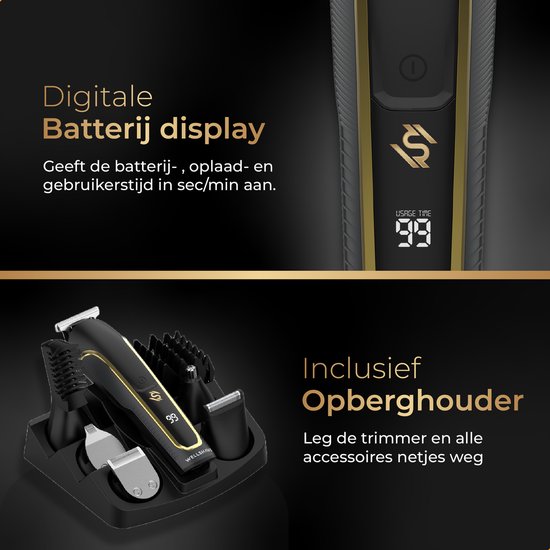 Wellshave 6 in 1 Beard trimmer Supreme - Tondeuse pour la barbe et le corps - Tondeuse pour le nez - Tondeuse pour le corps - IPX7 Waterproof - 6 accessoires inclus