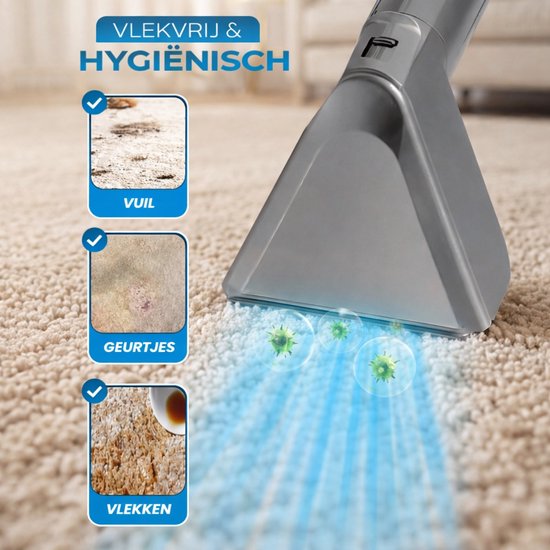 Nettoyeur de tapis Powell - Détachant - Nettoyeur de canapés - Nettoyeur de meubles - Nettoyeur de tapis et aspirateur - Machine de nettoyage - Nettoyeur de tapis - 600 watts - Gris