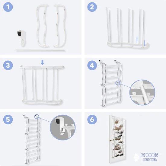Happy Goods - Support à chaussures XXL - 40 paires de chaussures - Support de rangement - Porte émoussée et opaque - Armoire à chaussures - Support à chaussures suspendu - Métal - Rangement suspendu - Système de rangement de chaussures - Armoire à chaussu