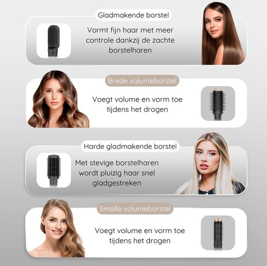 Sansbeauté® 8-in-1 Airstyler with Diffuser - Hairwrap - Multistyler - Hairdryer Brush Short Hair - Dupe - Hair styler - Hair dryer - Heat brush - Curling brush - Curling iron - Styling brush - Coldshot