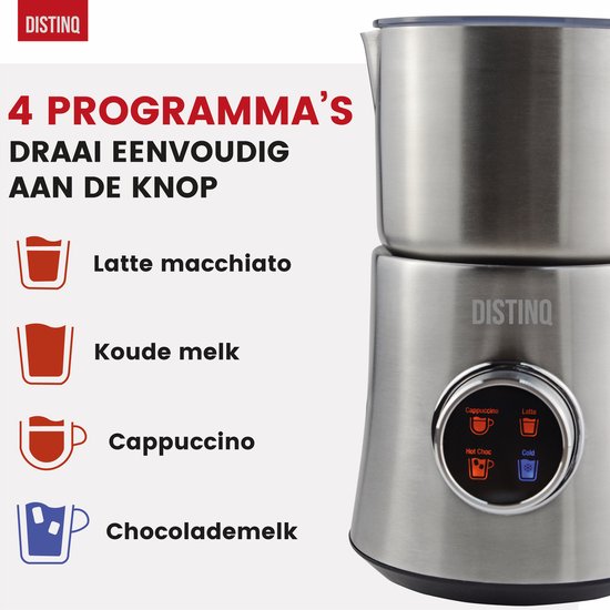 DistinQ® Milk Frother - Mousseur à lait électrique à induction avec affichage - Mousseur à lait électrique lavable au lave-vaisselle - Pour mousser et chauffer