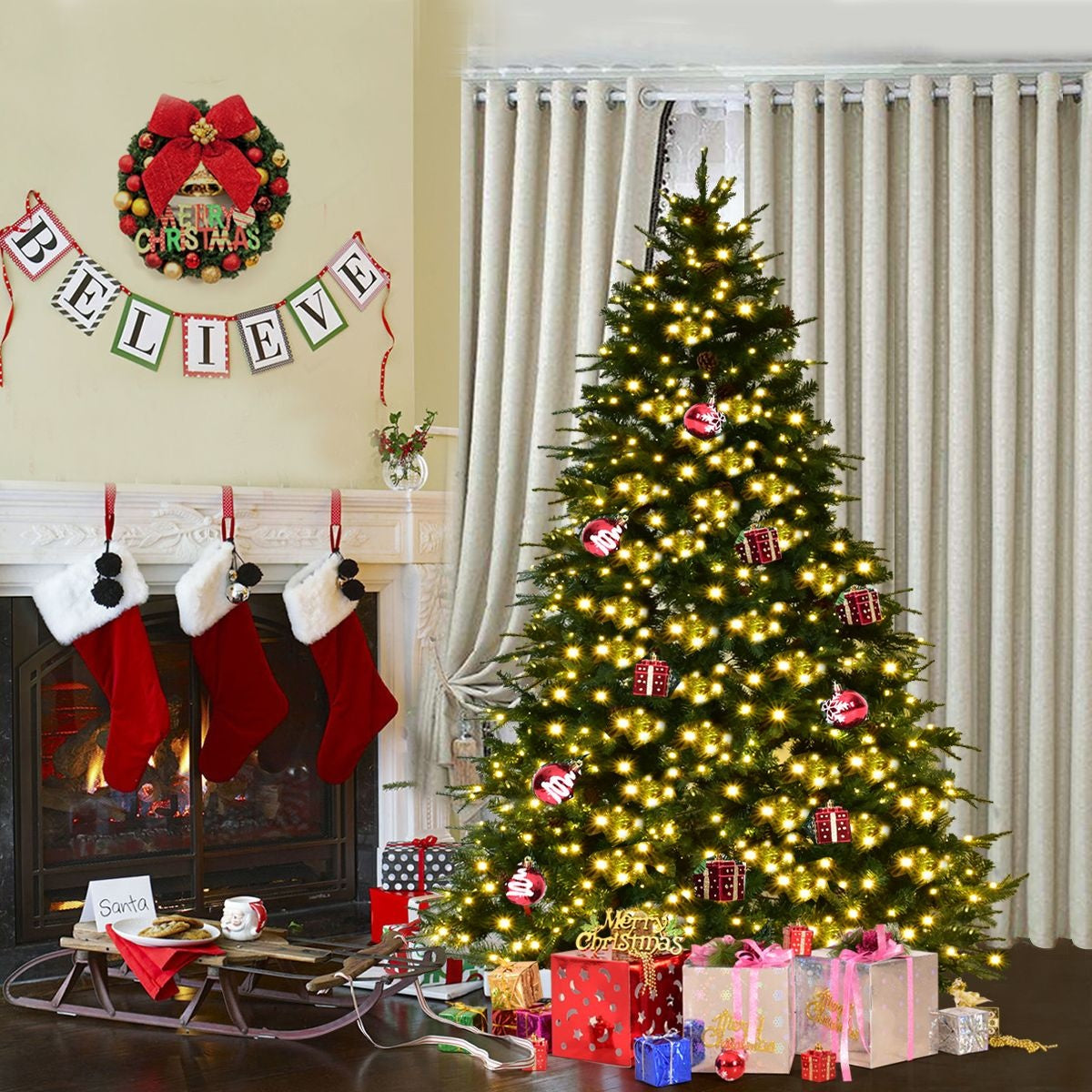 Coast Artificial Christmas tree with LED lights - 240cm - Green