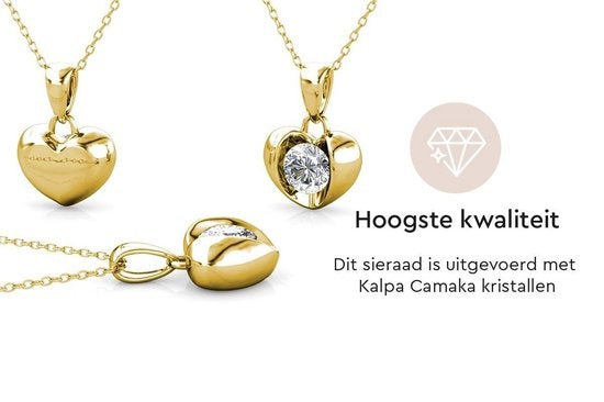 Yolora Collier Femme avec Pendentif Coeur - Cristal Kalpa Camaka - Or - Plaqué Or Jaune 18K - Collier Femme Or - Bijoux - Collier - Boîte Cadeau de Luxe - Boîte Cadeau - Bel Emballage Cadeau - Emballage Cadeau Exclusif