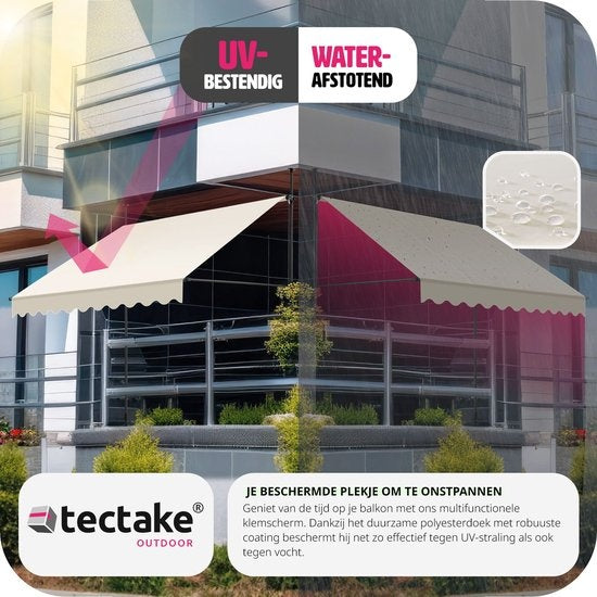 tectake - store à pinces - parasol - store - réglable - store à pinces - parasol balcon - 300 x 180 cm - beige - store - 404963