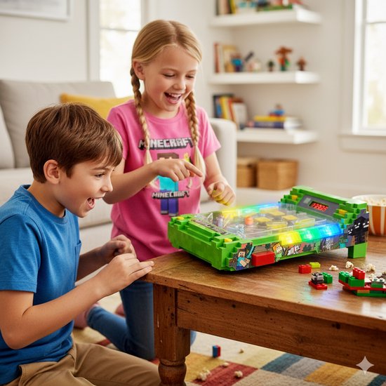 A Ambassador® Minecraft Pinball Machine - Licence officielle - Arcade Pinball - Mini Pinball - Machine de jeu - Score Counter - Table Top - Jeux pour enfants - adultes - The Big Toy Book 2025