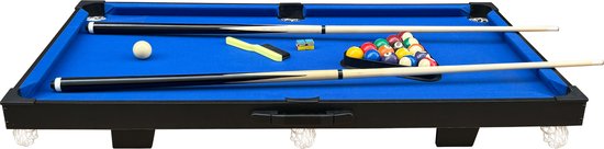 Table de jeux multifonction 3-en-1 Cougar Mini Noir-Bleu – Billard – Push Hockey – Tennis de table – Tous les accessoires inclus
