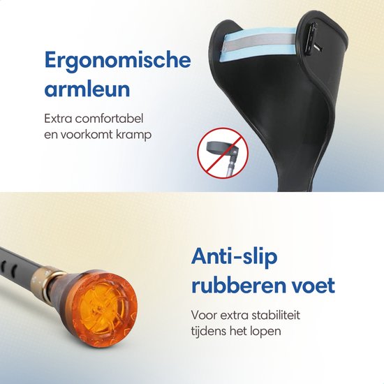 Béquilles de rééducation SafeLife - pliables et réglables en hauteur - béquilles de marche - béquilles de coude - 2 pièces