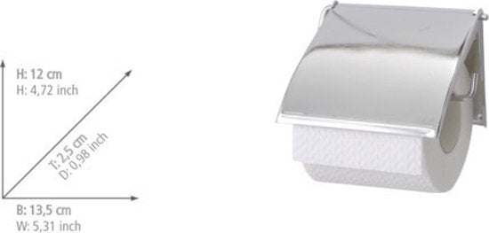 WENKO Porte-rouleau de papier toilette avec couvercle, finition chromée - Porte-rouleau de papier toilette - Porte-papier toilette