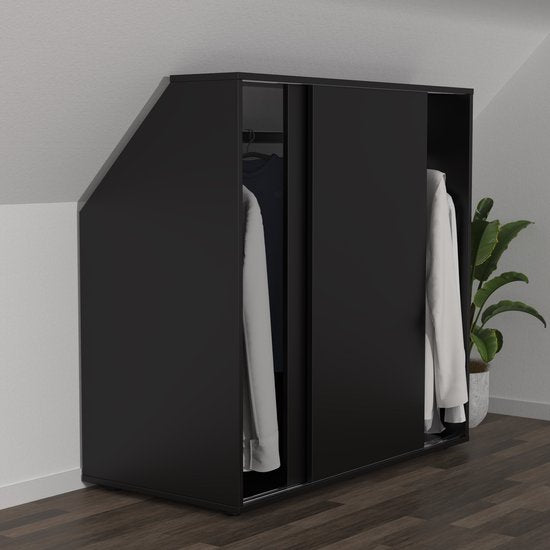 Armoire mur incliné chambre mansardée portes coulissantes - tringle à linge - armoire de rangement adaptée aux murs inclinés