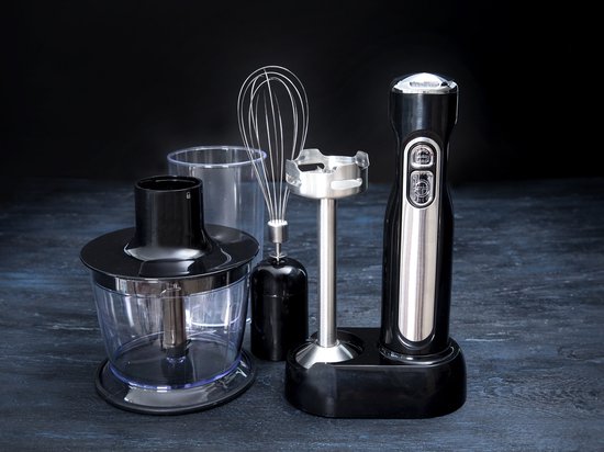 Ensemble mixeur plongeant Gastronoma - Sans fil et rechargeable - 100 W - Hachoir, fouet et verre doseur - 18210002 - Noir et inox