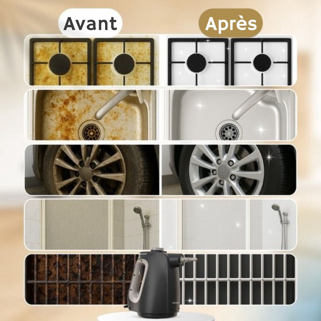 Nettoyeur vapeur - Vapore 11-in-1  - 1350W - 530ML - Sac de rangement inclus - Pour le sol, la salle de bain, les vêtements et le canapé - Nettoyeur de tapis - Nettoyeur vapeur à main - Défroisseur à vapeur