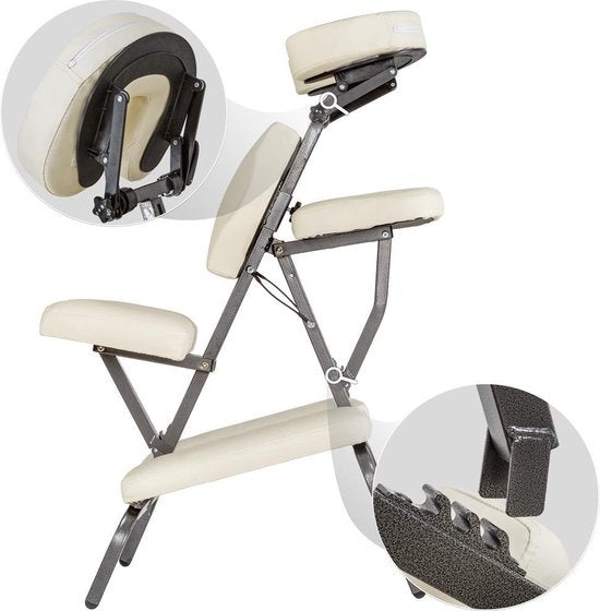 Fauteuil de massage, fauteuil de traitement avec rembourrage épais beige incluant un sac de transport noir