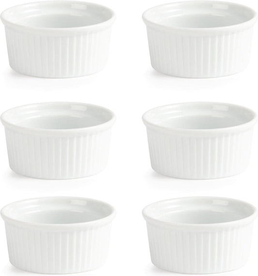 BIA Olympia 6x Crème Brûlée Bol / Ramequin - 9 cm Ø - Porcelaine blanche - Va au four, au congélateur et au lave-vaisselle