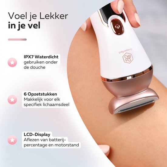 Beeperfect® 6 en 1 rasoirs pour femmes - épilateur - rasoir féminin - tondeuse bikini - rechargeable - étanche - 6 accessoires