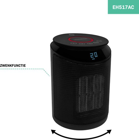 VONROC Radiateur électrique - radiateur soufflant - 1000W/2000W - céramique - 3 réglages - fonction swing - affichage LED - thermostat et minuterie - 20m2