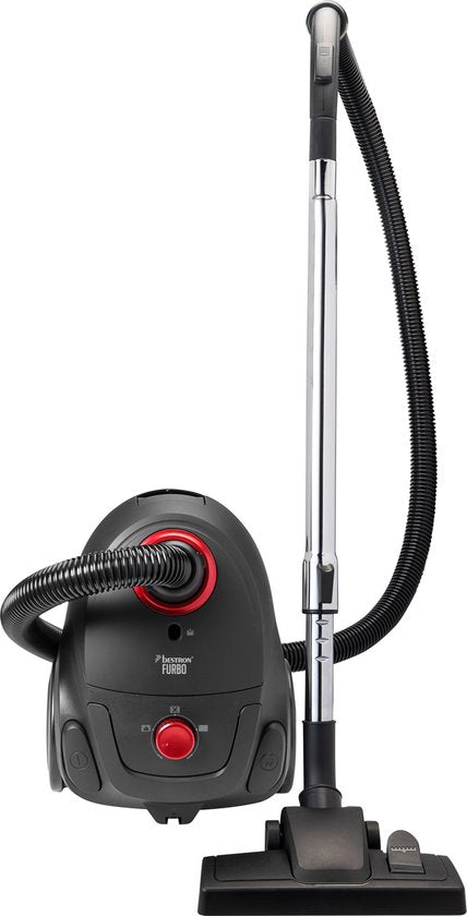 Aspirateur Bestron avec sac - ABG450ZRE - HEPA 12 - Portée de 7,5 m - 3 sacs d'aspirateur inclus - Rouge/Noir - Garantie de 5 ans