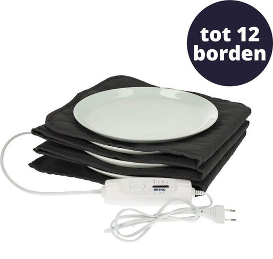 BREND BR-2209 Chauffe-assiettes électrique jusqu'à 12 assiettes - 4 niveaux de température jusqu'à 70°C - Couvercle lavable - Plaque chauffante - Anthracite