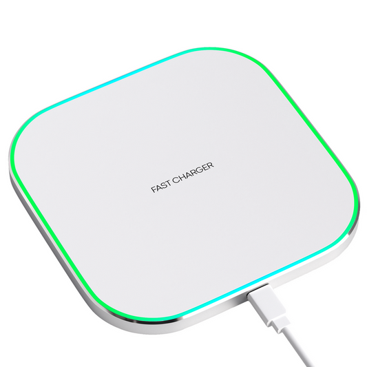 Strex Wireless Charger 15W - Câble inclus - QI Fast Charger - Chargeur sans fil - Chargeur rapide - Indication LED - Blanc