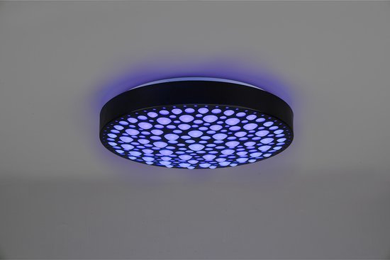 Reality - Plafonnier LED - Éclairage de plafond - 22 W - Couleur réglable - RGB - Télécommande - Intensité variable - Rond - Noir - Plastique