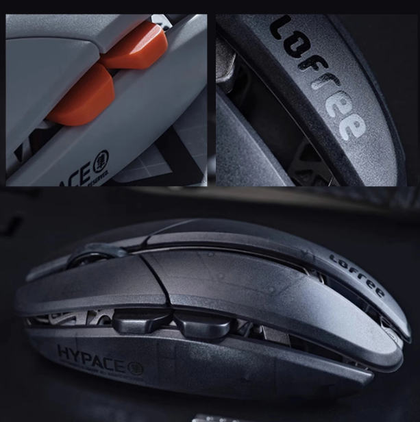 Souris Bluetooth Lofree Hypace – Châssis en alliage de magnésium + coque en PC, connexion tri-mode (Bluetooth / 2,4 GHz / filaire), capteur laser PAW3950, gris clair, OE923