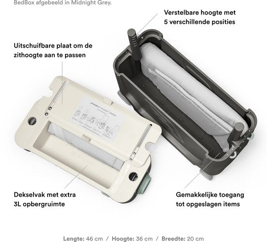 Stokke JetKids BedBox, Arctic Blue - Valise à roulettes pour enfants de 2 à 7 ans (jusqu'à 35 kg) - Peut se transformer en lit - Avec matelas, autocollants décoratifs et sangle de transport réglable