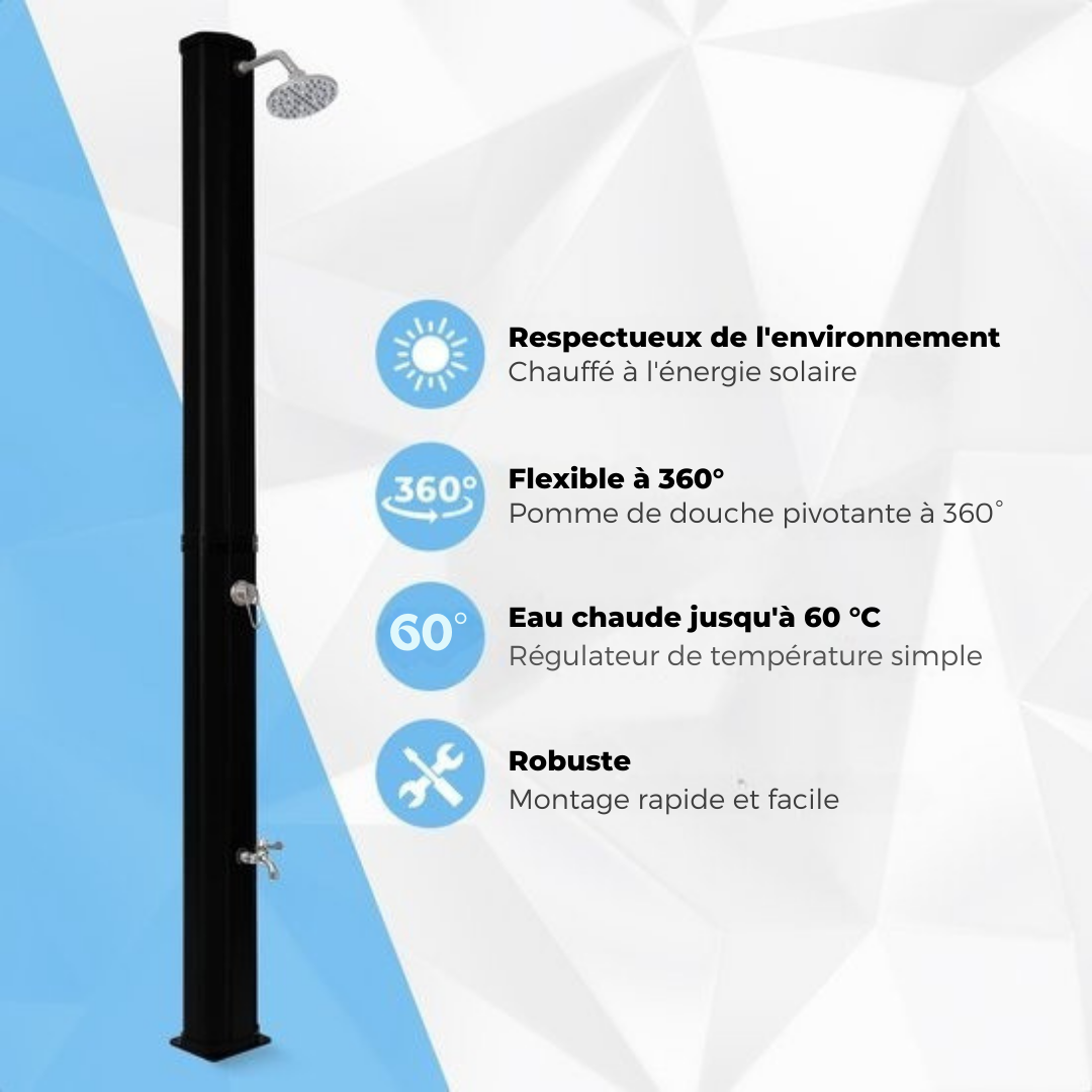 LifeGoods Douche extérieure - solaire - 35L - noir