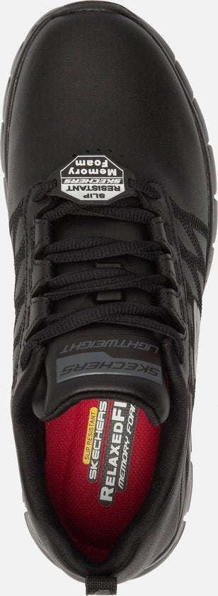 Baskets Skechers Work Relaxed Fit en cuir noir - Femmes